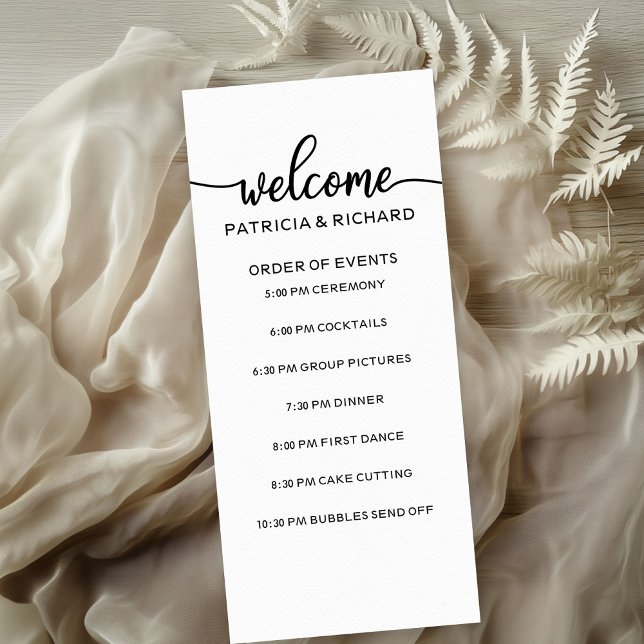Wedding Order of Events Chic Black and White (Creator Uploaded)