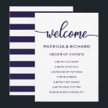 Wedding Order of Events Chic Navy Blue Schedule Invitation<br><div class="desc">A rustic chic black lettering wedding order of events cards. Add your own background colour.</div>