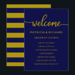 Wedding Order of Events Gold Navy Blue Schedule Invitation<br><div class="desc">A rustic chic black lettering wedding order of events cards. Add your own background colour.</div>
