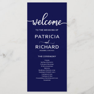 Wedding Order of Service Program Navy Blue