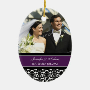Wedding Ornament Favour Plum Black Damask
