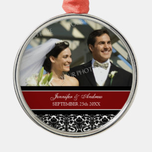 Wedding Ornament Favour Red Black Damask