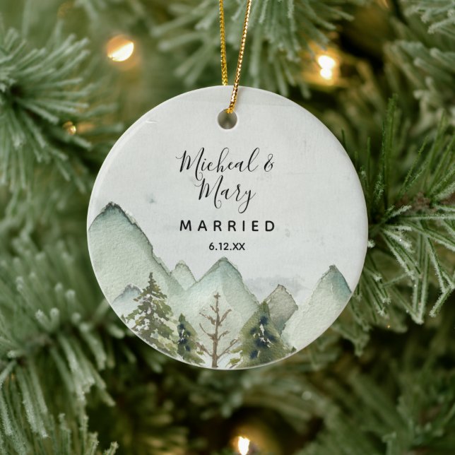 Wedding Ornament Gift Mountain Pine Trees  (Tree)