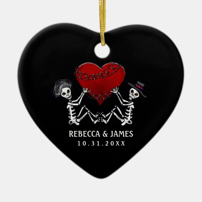 Wedding Ornament - Skeletons with Heart (Front)