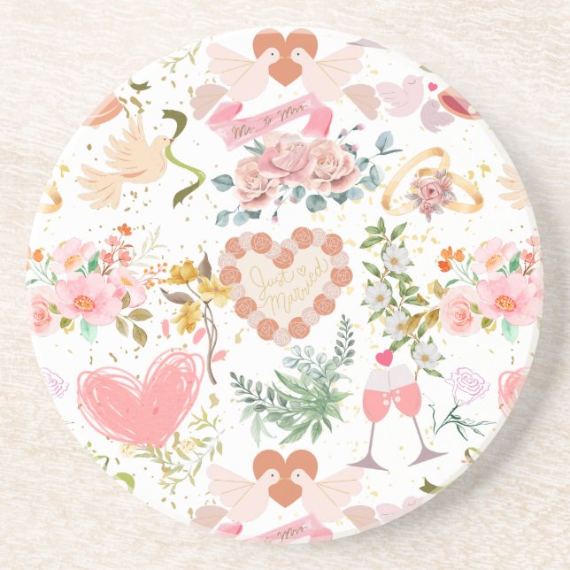 Wedding ornaments pattern coaster (Front)