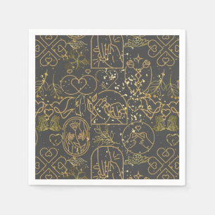 Wedding ornaments pattern in Gold D Grey BG Napkin