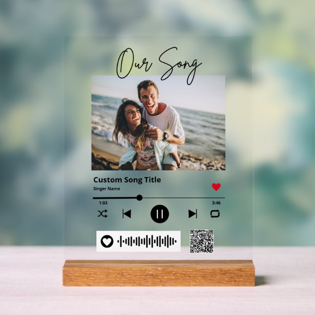 Wedding Our Song Scannable QR Code Transparent Acrylic Sign (Neutral)