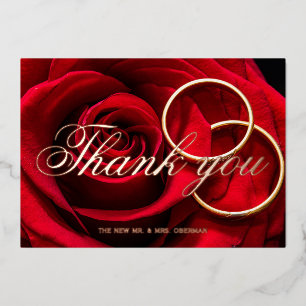 Wedding overlay rose gold foil thank you card