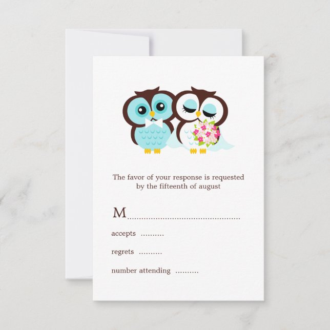 Wedding Owls RSVP Card (Front)