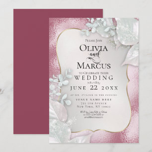 WEDDING Pale Burgundy Pearl Shimmer Invitation