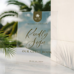 Wedding Palm Monogram Kindly Sign Our Guest Book