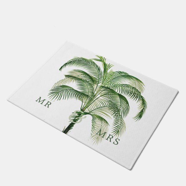 Wedding Palm Tree Elegant Modern Chic   Momento Doormat (Angled)