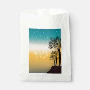 Wedding Palm Tree Tropical Beach Sunset Favour Bag
