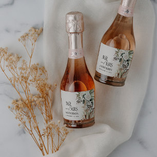 Wedding pampas eucalyptus modern mr and mrs party sparkling wine label