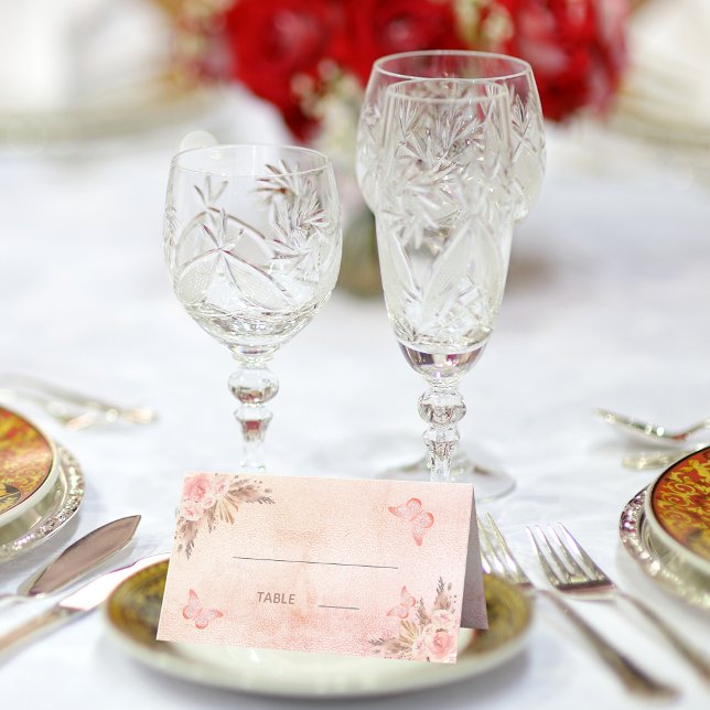 Wedding pampas grass blush pink butterfly place card (Creator Uploaded)