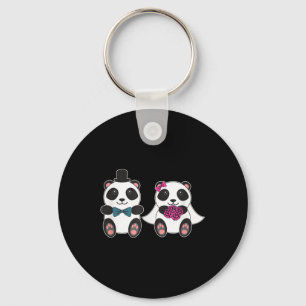 Wedding Panda Bear Bride Groom Married Honeymoon M Keychain