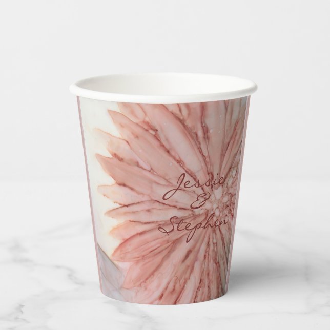 Wedding Paper Cup Elegant Pink Flower (Front)