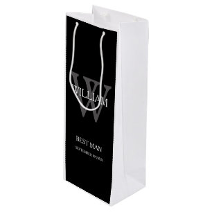 Wedding Party Best Man Custom Classy Modern Chic Wine Gift Bag