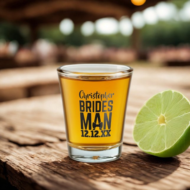 Wedding Party Bridesman Shot Glass (For your Bridesman. Just add his name and your wedding date)