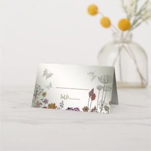 Wedding Party Colourful Garden Flowers Butterflies Place Card