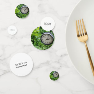 Wedding party confetti green forest clock
