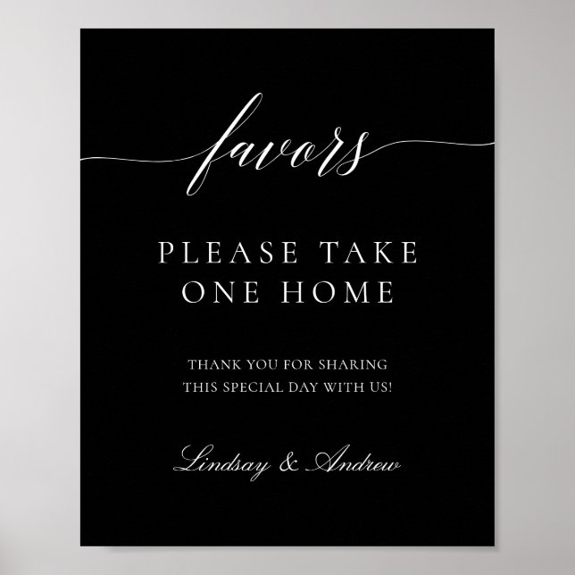 Wedding Party Favours Sign Table Reception Poster (Front)