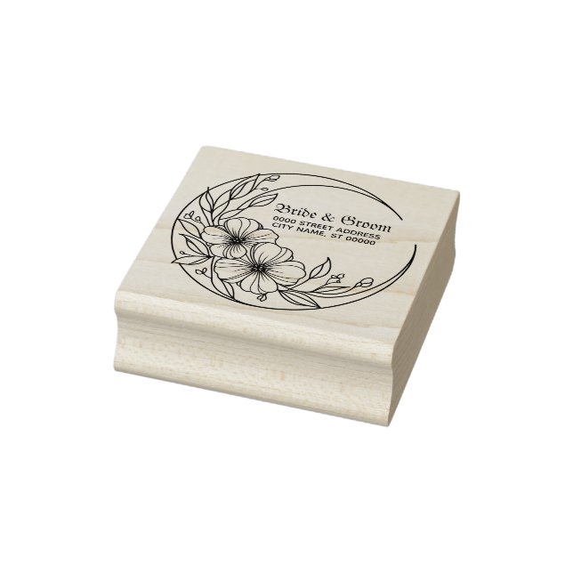 Wedding Party floral Moon Mailing Decor Elegant Rubber Stamp (Stamp)