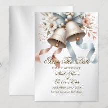 Wedding Party Flowers Bells Pink Blue Ribbons