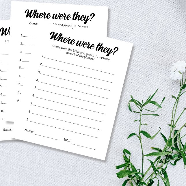 Wedding Party Game Where Were They Photo Guessing Flyer (Wedding Party Game Where Were They Photo Guessing)