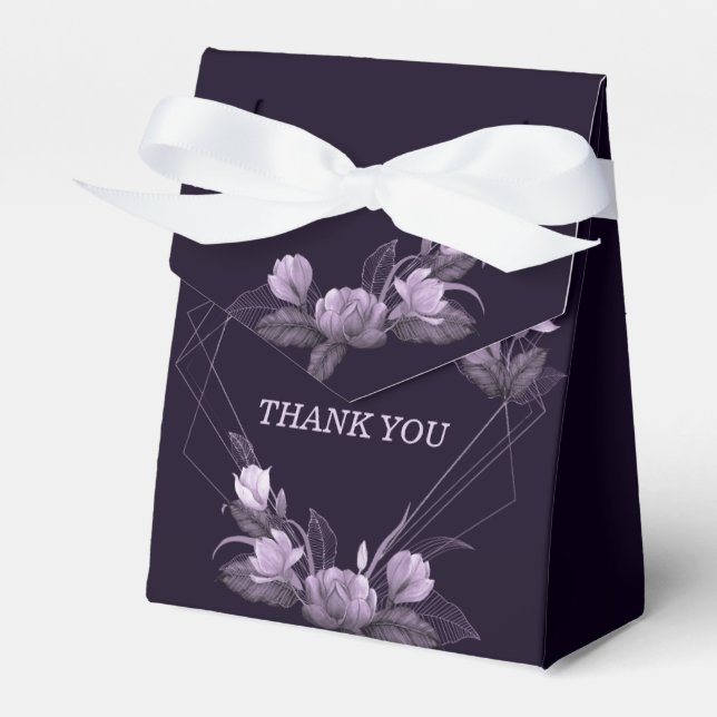 Wedding Party Gift Purple Floral Violet Geometric Favor Box (Front Side)