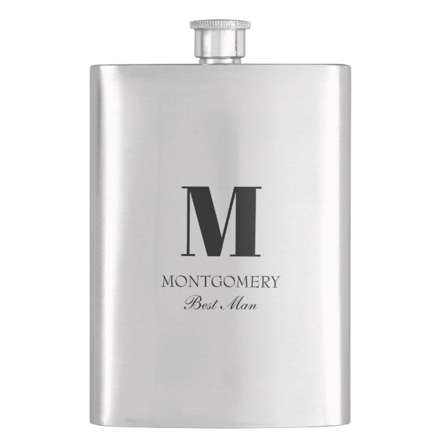 Wedding Party Gifts Monogram Best Man  Hip Flask (Front)