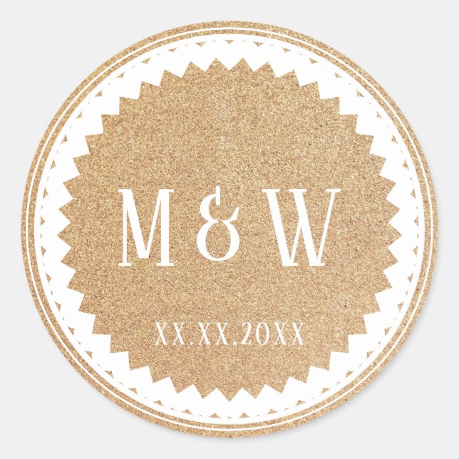 Wedding Party Gold Glitter Classic Round Sticker (Front)