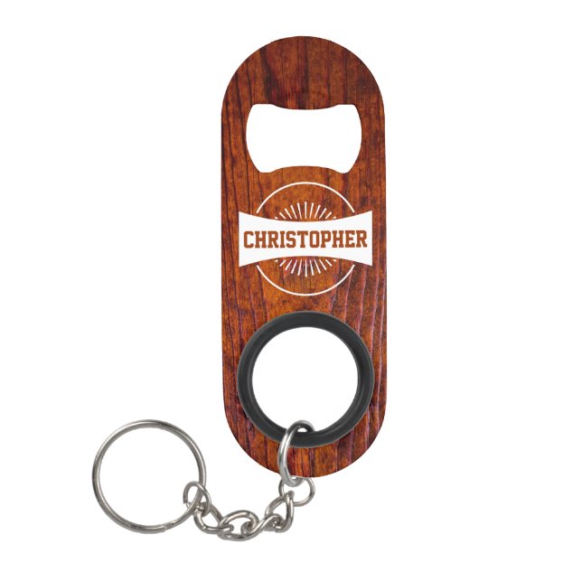 Wedding Party Groomsman Best Man Modern Retro Keychain Bottle Opener (Front)