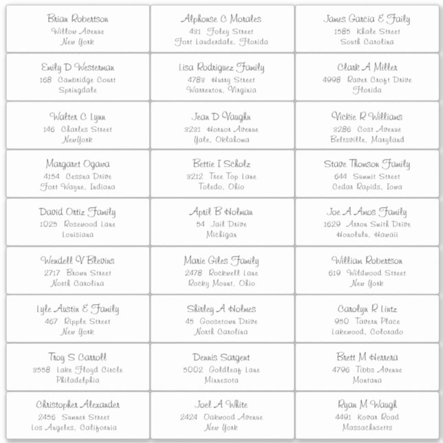 Wedding Party Guest Address Label Sticker (Front)