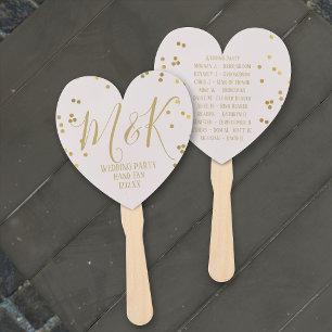 Wedding Party Hand Fans Gold Confetti Bridal Blush
