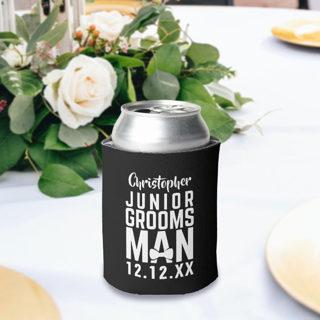Wedding Party Junior Groomsman Name Can Cooler (Creator Uploaded)