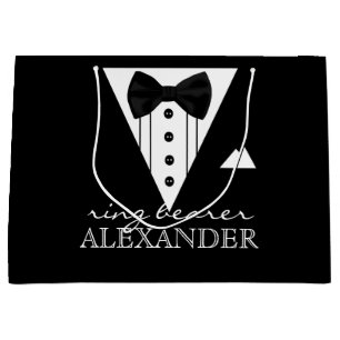 Wedding Party Personalized Ring Bearer Tuxedo Large Gift Bag