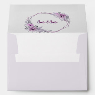 Wedding Party Pink Floral Violet Purple Frame Envelope