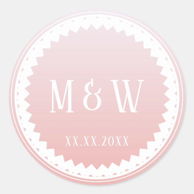 Wedding Party Pink Ombre Classic Round Sticker (Front)