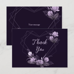 Wedding Party Purple Floral Violet Geometric Frame Thank You Card