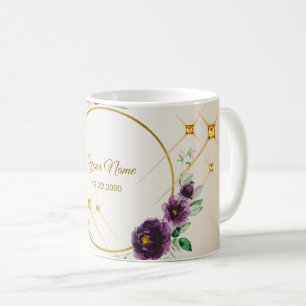 Wedding Party Purple Pink Floral Green Golden Coffee Mug