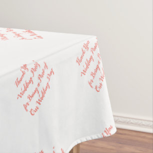 Wedding Party Table Coral Typography  Tablecloth