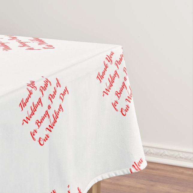 Wedding Party Table Red Typography Tablecloth (In Situ)