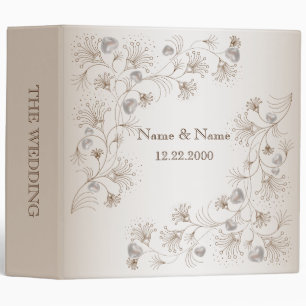 Wedding Party Tan Floral Heart Beige Elegant Binder