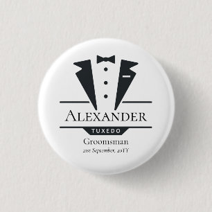 Wedding Party Tuxedo Gifts Groomsman 1 Inch Round Button