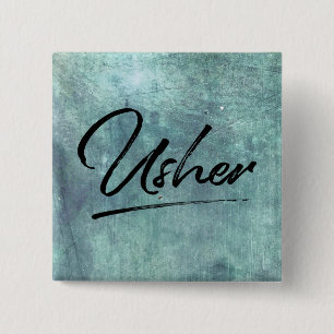 Wedding Party Usher 2 Inch Square Button