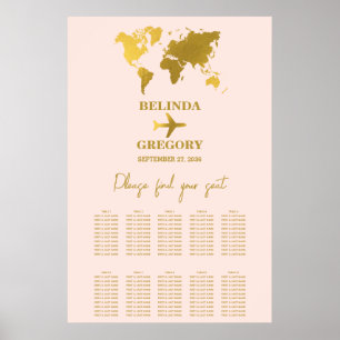 Wedding Passport Blush Pink Gold Seating Chart