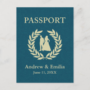 wedding passport invitation postcard