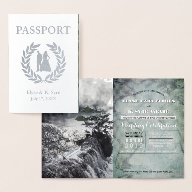 wedding passport silver foil foil card (Display)