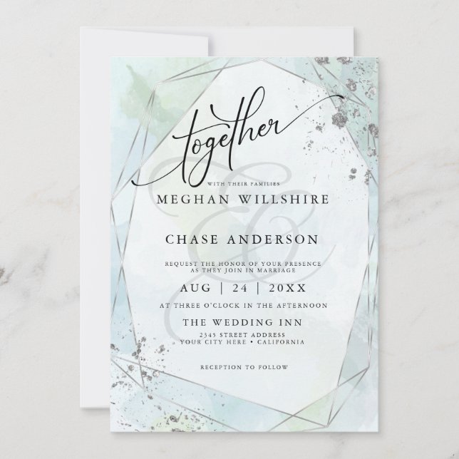 WEDDING | Pastel Dusty Blue Sage Silver Jaspé  (Front)